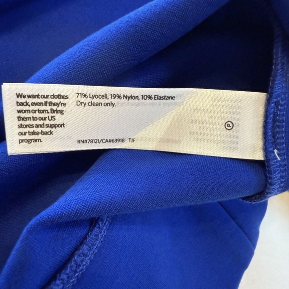 Eileen Fisher Size M Petite Blue Flex Tencel Ponte Shirt Round Neck Top Boxy Fit - Picture 10 of 12